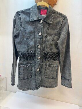 Womans Denim- M Jacket /Shirt  Black  1990's VTG.